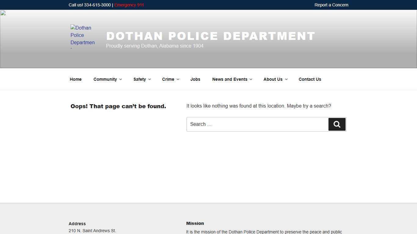 Page not found – Dothan Police Department