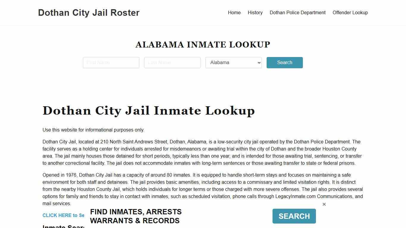 Dothan City Jail, AL Inmate Search, Jail Roster, Bookings